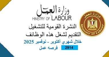 وزارة العمل: 2914 فرصة عمل جديدة فى 72 شركة خاصة لشباب 13 محافظة