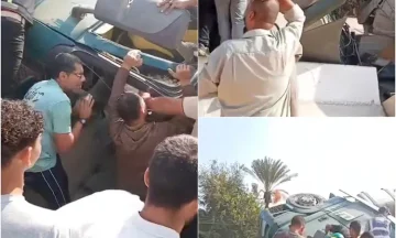إنقلاب سيارة نقل محملة بالقمح على إقليمي المنوفية